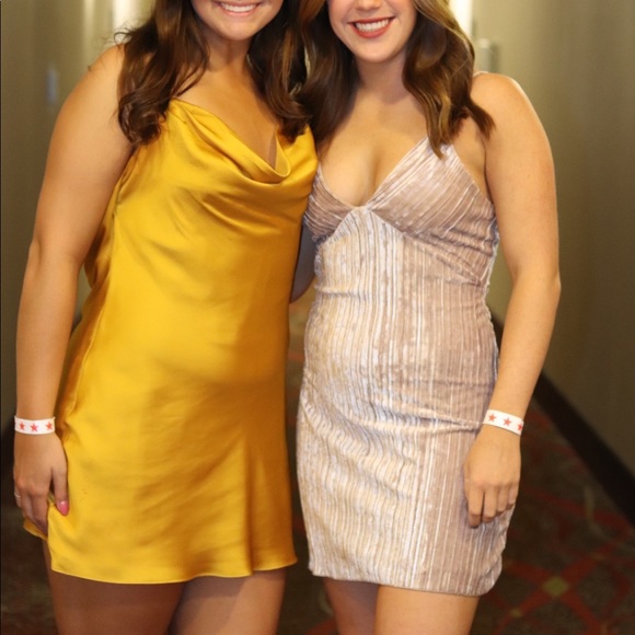 Lovers & Friends Boa Cowl Neck Yellow Satin Dress - Picture 8 of 8